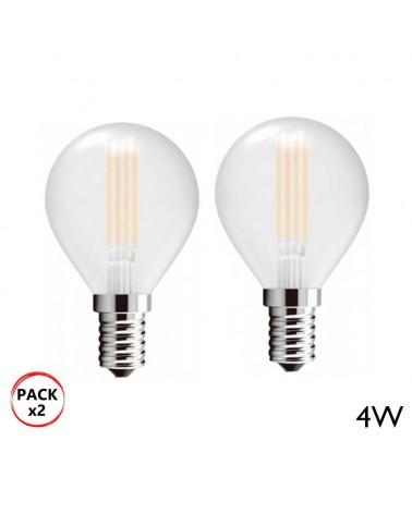 Set of 2 round matt LED filament bulbs E14 4W