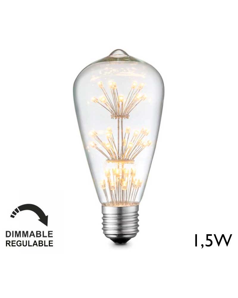 Vintage Torch LED bulb in tree E27 1.5W 2300º K Dimmable