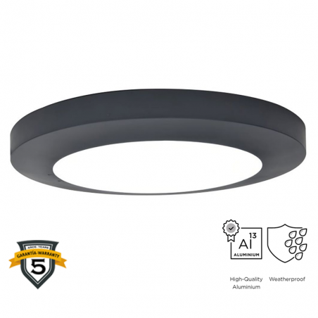 Dark grey outdoor ceiling lamp 30.5cm made of aluminum and PC LED 16.5W 3000K