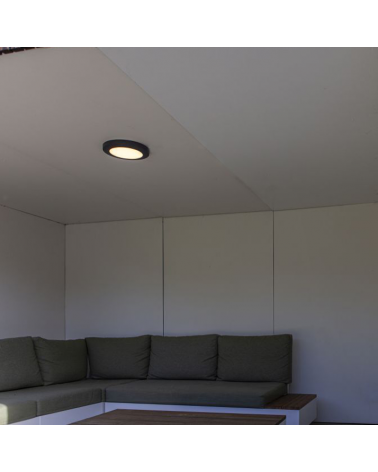 Plafón de techo para exterior gris oscuro 30,5cm de aluminio y PC LED 16,5W 3000K