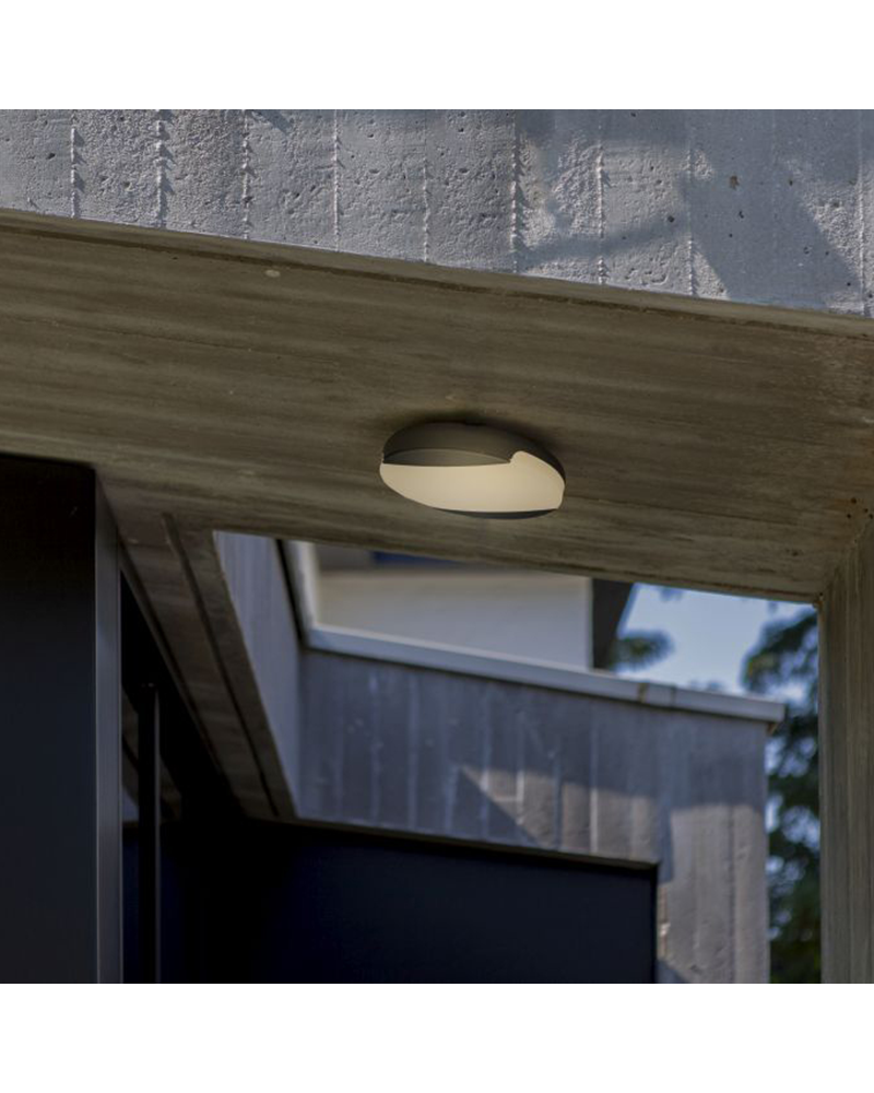 Plafón de techo para exterior gris oscuro 26cm de aluminio y PC LED 23,5W REGULABLE