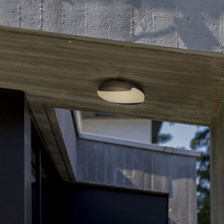 Plafón de techo para exterior gris oscuro 26cm de aluminio y PC LED 23,5W REGULABLE
