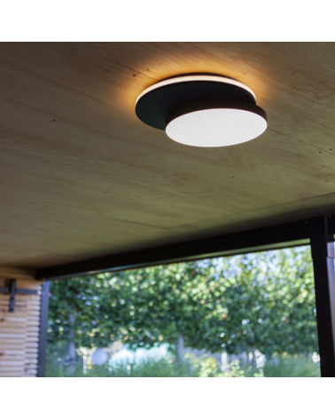Black outdoor wall and ceiling light 37cm made of aluminum and PC LED 24.3W DIMMABLE