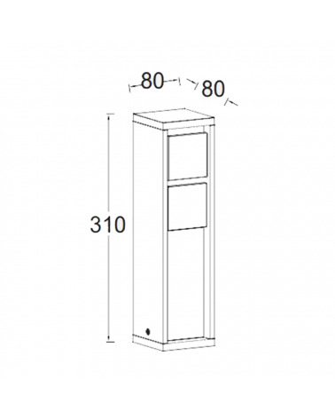 Beacon 31cm IP54 in black finished aluminum with 2 waterproof Schuko plugs 3500W