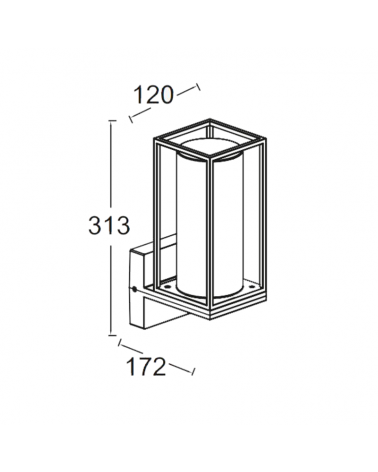 Aplique pared de exterior negro 31,3cm de aluminio y cristal E27 IP44