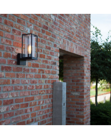 Black outdoor wall lamp 31.3cm made of aluminum and glass E27 IP44