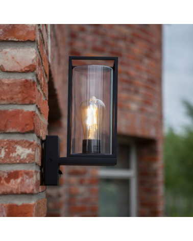 Black outdoor wall lamp 31.3cm made of aluminum and glass E27 IP44 MOTION SENSOR