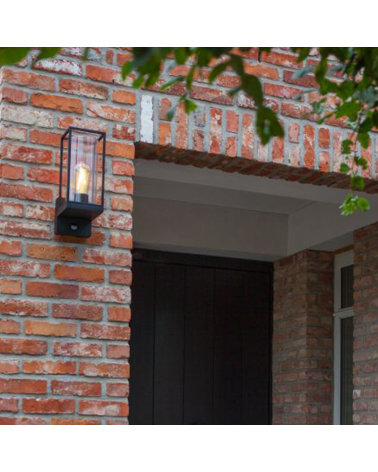 Black outdoor wall lamp 31.3cm made of aluminum and glass E27 IP44 MOTION SENSOR