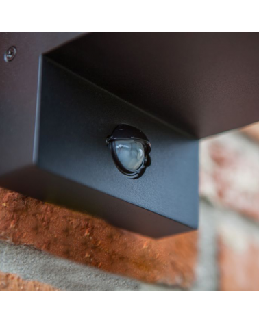 Black outdoor wall lamp 31.3cm made of aluminum and glass E27 IP44 MOTION SENSOR