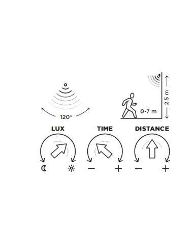 Black outdoor wall lamp 31.3cm made of aluminum and glass E27 IP44 MOTION SENSOR