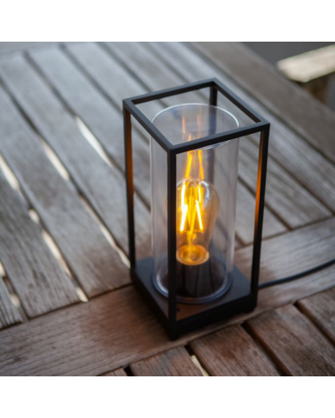 Black outdoor table lamp 27.2cm made of aluminum and glass E27 IP44