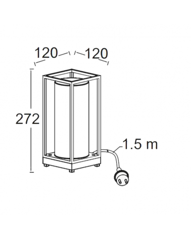 Lámpara de mesa para exterior negro 27,2cm de aluminio y cristal E27 IP44