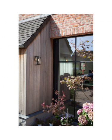 Aplique pared de exterior negro 21,6cm de aluminio y cristal E27 IP44