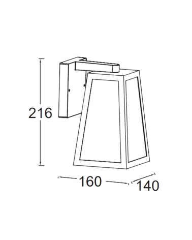 Aplique pared de exterior negro 21,6cm de aluminio y cristal E27 IP44