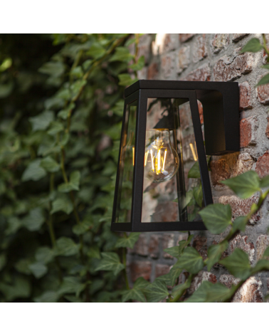 Black outdoor wall lamp SOLAR 20.7cm aluminum and glass E27 2W IP44 2700K