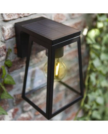 Black outdoor wall lamp SOLAR 20.7cm aluminum and glass E27 2W IP44 2700K