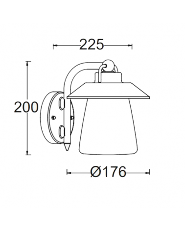 Black outdoor wall lamp 20cm made of aluminum and glass E27 IP44