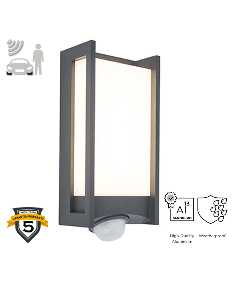 Outdoor wall light LED dark grey 27cm made of aluminum and PC 14W 3000K MOTION SENSOR