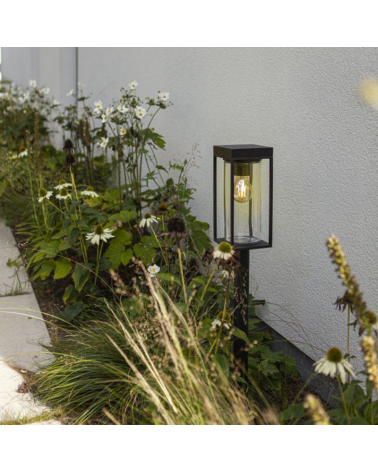 Outdoor beacon SOLAR 76cm aluminum and glass black finish E27 IP44