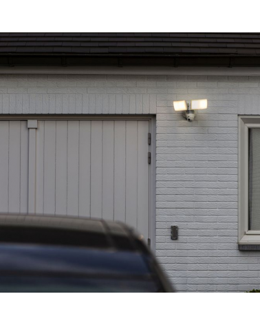 LED outdoor spotlight made of aluminum and white PC 36W IP44 with movement sensor and full HD camera CCT 2700K-6500K