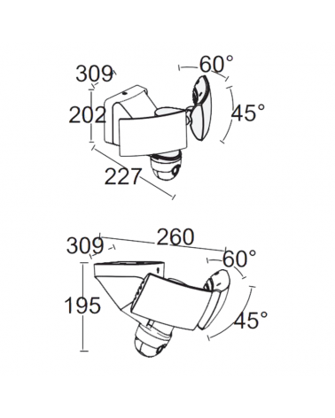 LED outdoor spotlight made of aluminum and white PC 36W IP44 with movement sensor and full HD camera CCT 2700K-6500K