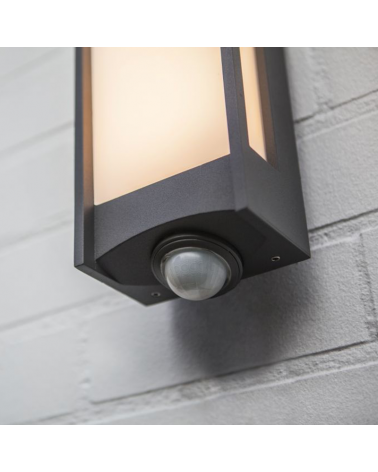 Aplique pared de exterior LED gris oscuro 27cm de aluminio y PC 14W 3000K SENSOR MOVIMIENTO