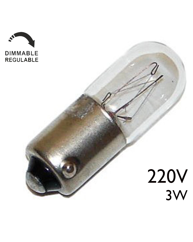 Lámpara tubular 9x23 220V 3W BA9S 15MA