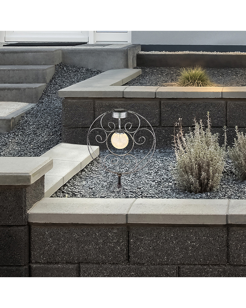 Decorative spike SOLAR 20cm metal and glass 3000K IP44 3V