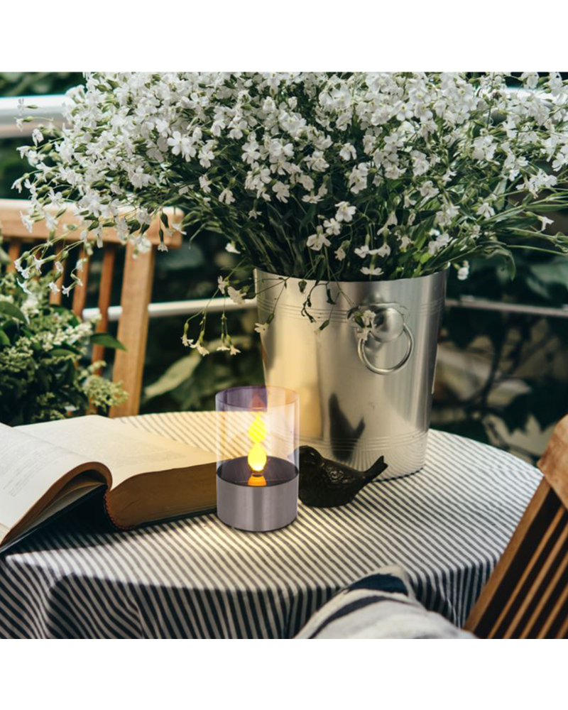 SOLAR table lamp 11cm stainless steel and plastic 1800K IP44 3V