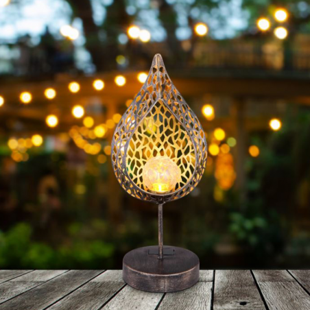 Decorative table lamp SOLAR 35.5cm metal and glass 3000K IP44 3V