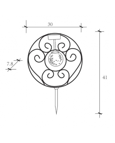 Decorative spike SOLAR 20cm metal and glass 3000K IP44 3V