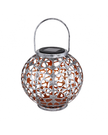 SOLAR decorative ball with handle ø20cm in silver metal 3000K IP44 3V