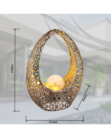 Decorative table lamp SOLAR 27.5cm metal and glass 3000K IP44 3V
