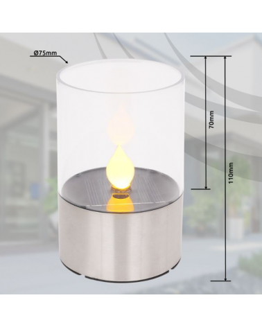 SOLAR table lamp 11cm stainless steel and plastic 1800K IP44 3V