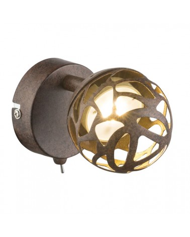 Wall light brown oxide finish metal sphere holes with switch 1xLED 4W 220lm 3000K