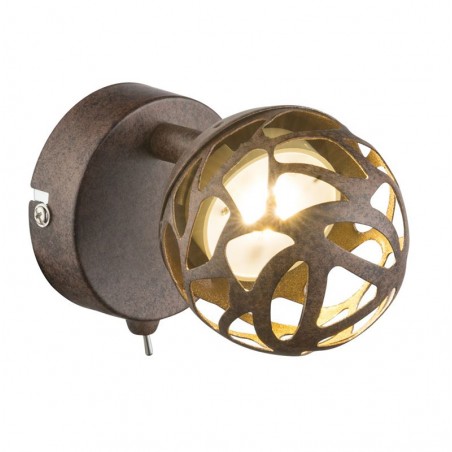 Wall light brown oxide finish metal sphere holes with switch 1xLED 4W 220lm 3000K