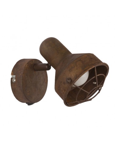 Aplique acabado marron óxido vintage pantalla rejilla con interruptor 1xE14