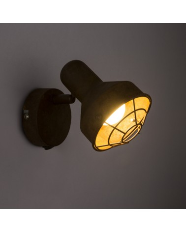 Aplique acabado marron óxido vintage pantalla rejilla con interruptor 1xE14