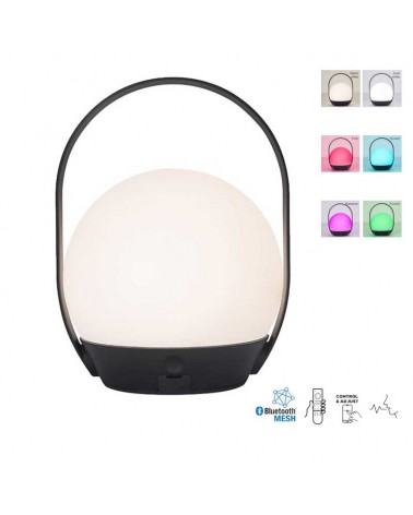 Portable LED lamp 3.3W black finish 22.3cm IP54 RGB dimmable voice control