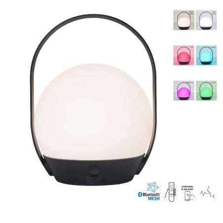 Portable LED lamp 3.3W black finish 22.3cm IP54 RGB dimmable voice control