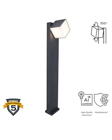 Outdoor beacon 75cm LED 12.2W in aluminum and PC dark grey finish IP54