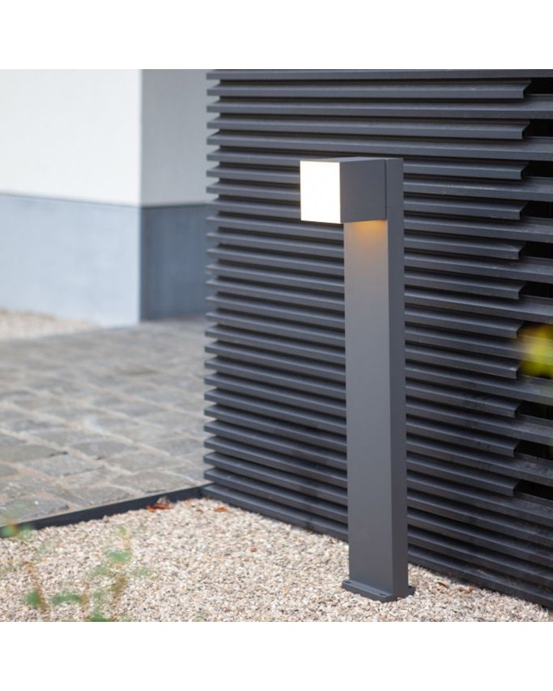 Outdoor beacon 75cm LED 12.2W in aluminum and PC dark grey finish IP54