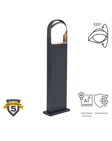 Baliza de exterior 70cm LED 13,5W de aluminio y PC acabado gris oscuro IP54