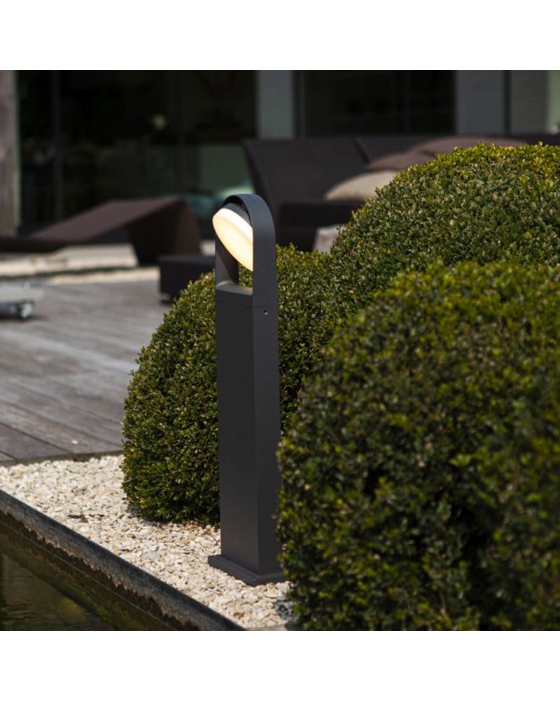 Baliza de exterior 70cm LED 13,5W de aluminio y PC acabado gris oscuro IP54