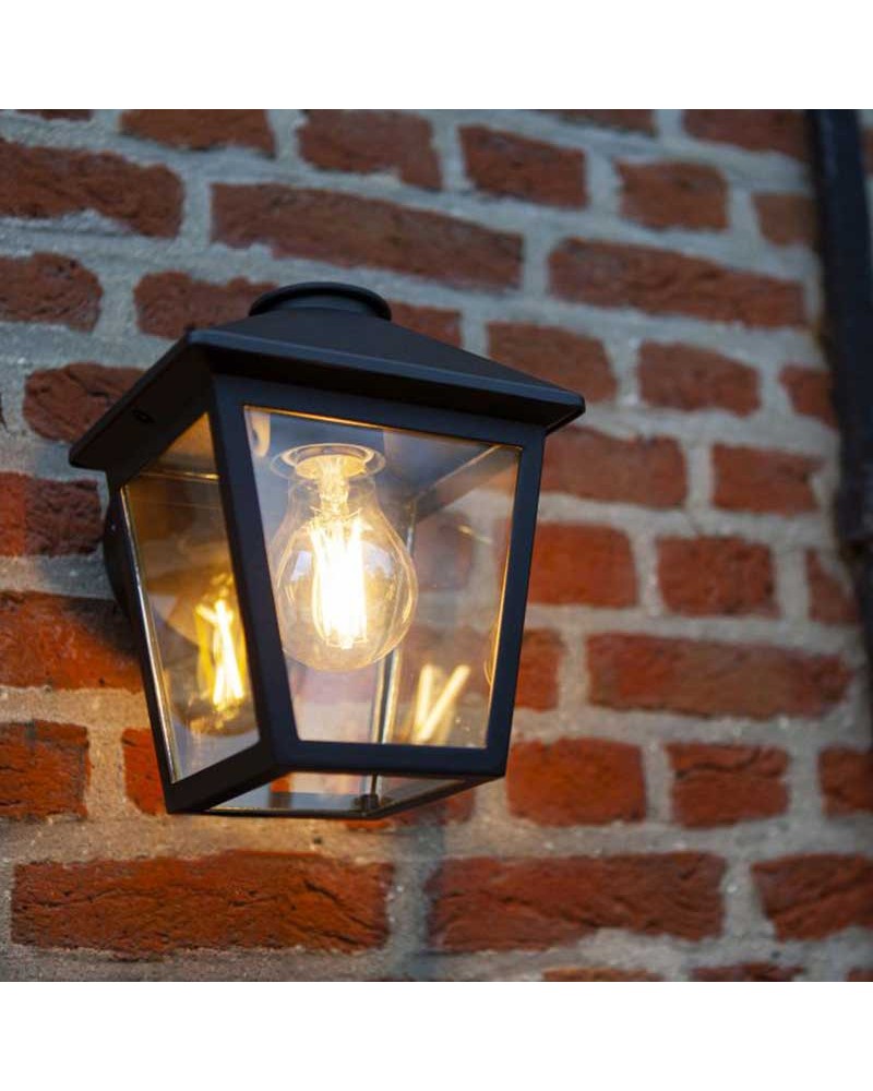 Black outdoor wall lamp 19.9cm made of aluminum and glass E27 IP44