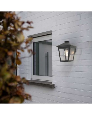 Aplique pared de exterior negro 19,9cm de aluminio y cristal E27 IP44