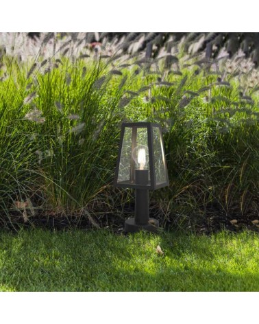 Outdoor beacon 33.8cm in aluminum and glass with black finish E27 IP44