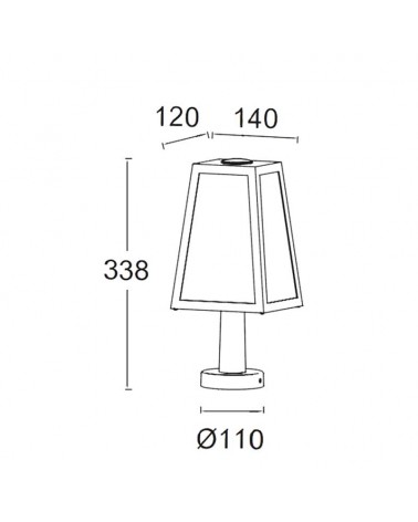 Baliza de exterior 33,8cm de aluminio y cristal acabado negro E27 IP44