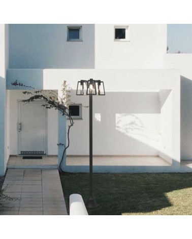 Street lamp 186.8cm aluminum and glass black finish 3xE27 IP44