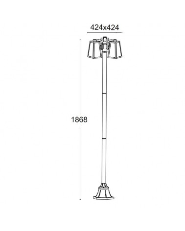 Street lamp 186.8cm aluminum and glass black finish 3xE27 IP44